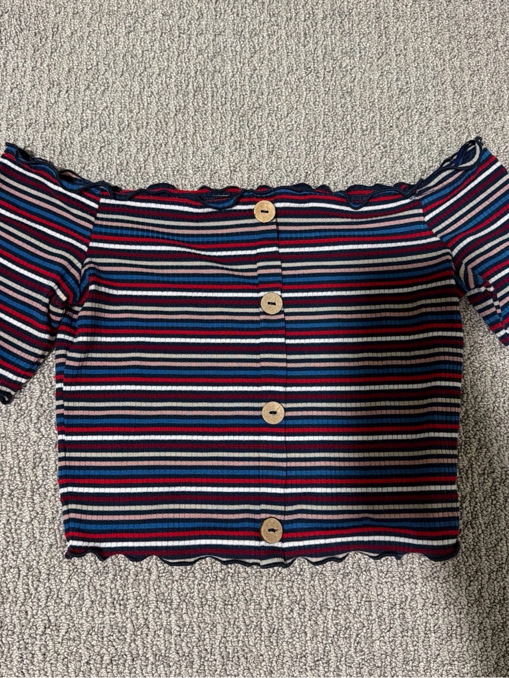 Ambiance Navy, Red, Pink Striped Ribbed Top